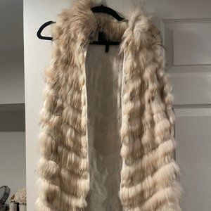 BCBG Fox and Rabbit Fur Vest